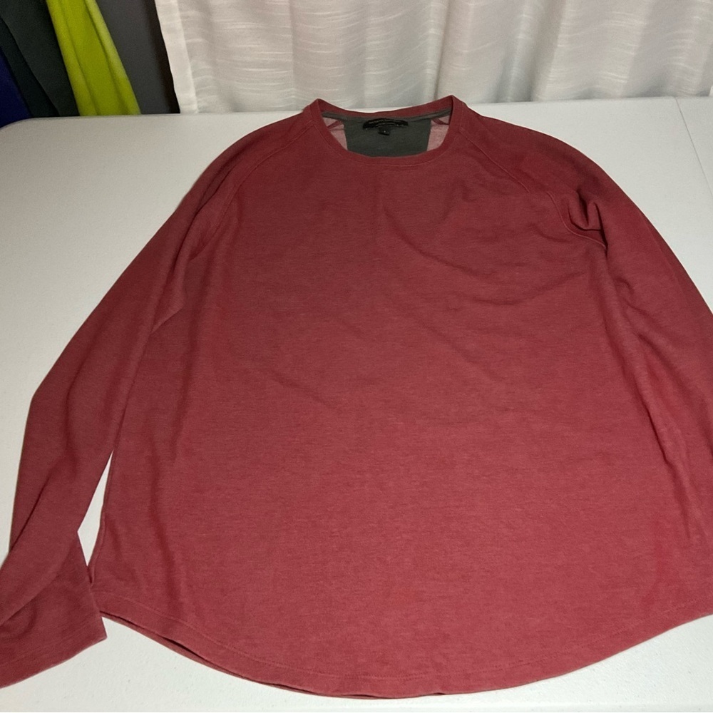 Banana Republic‎ Mens Red Moisture Wicking Long Sleeve Raglan Shirt Large L